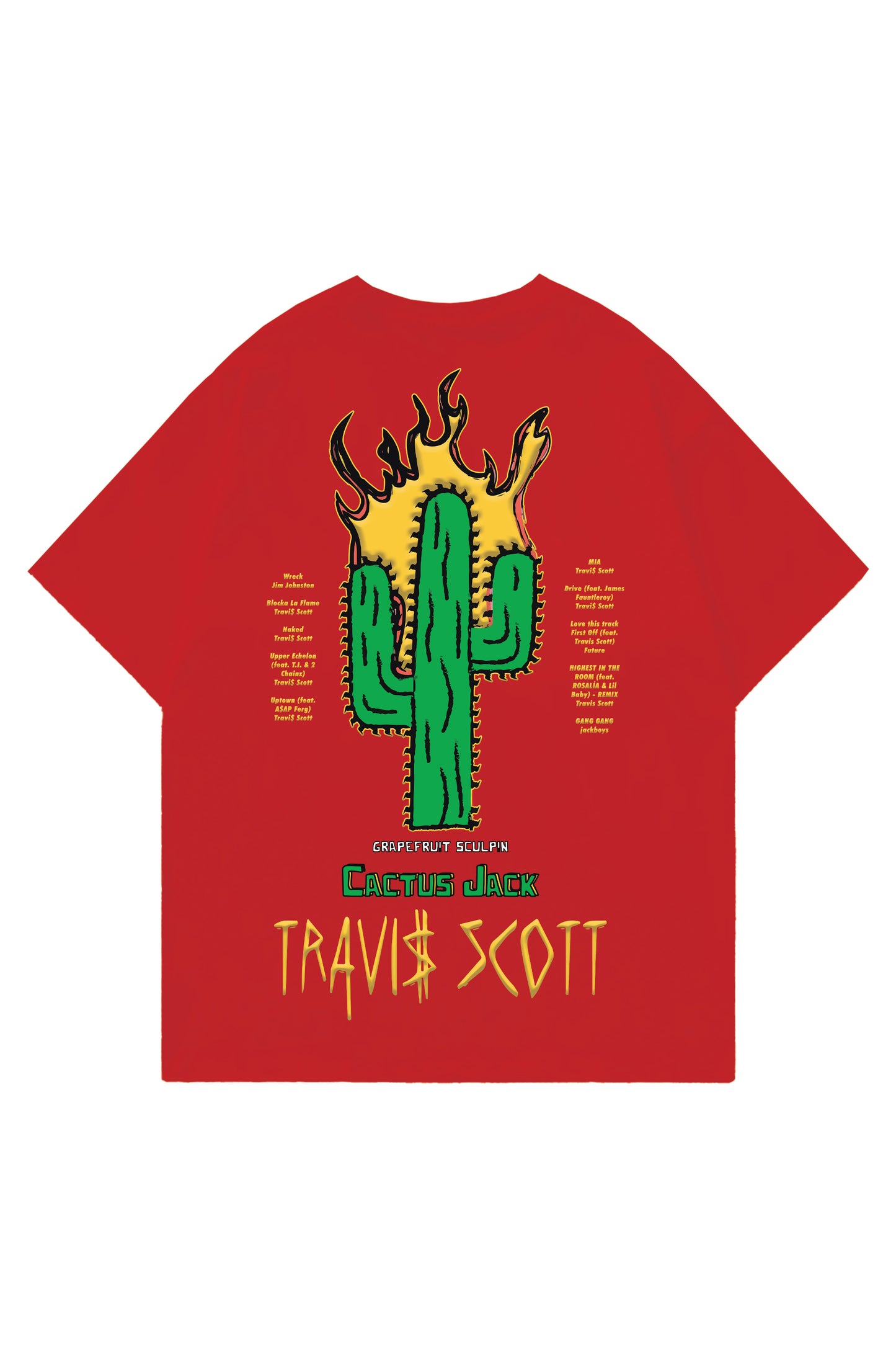 Cactus Jack Red Designed Oversized T-shirt