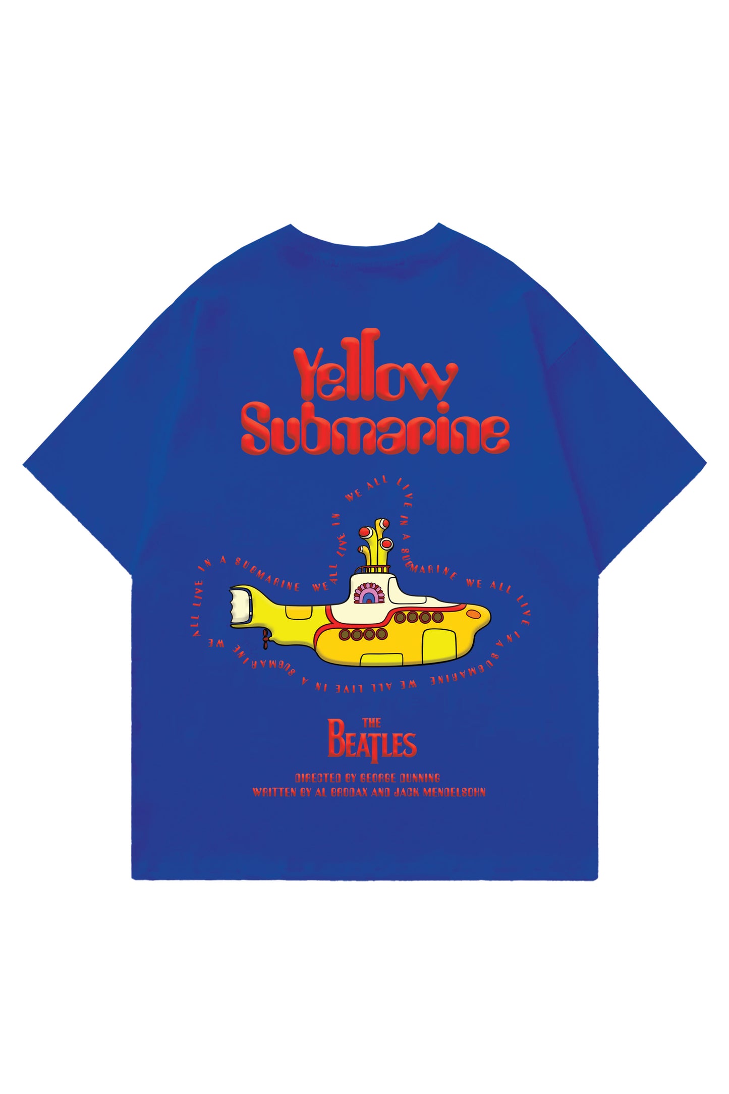 The Beatles Blue Designed Oversized T-shirt
