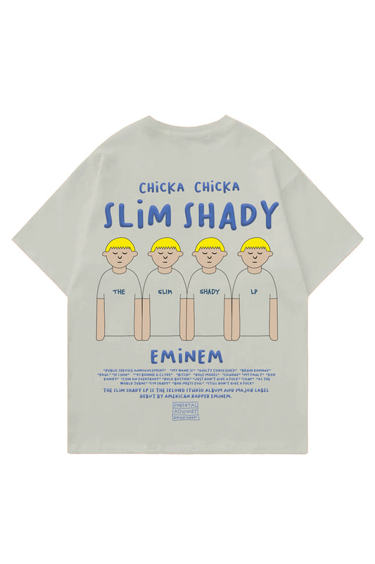 Slim Shady Creme Designed Oversized T-shirt