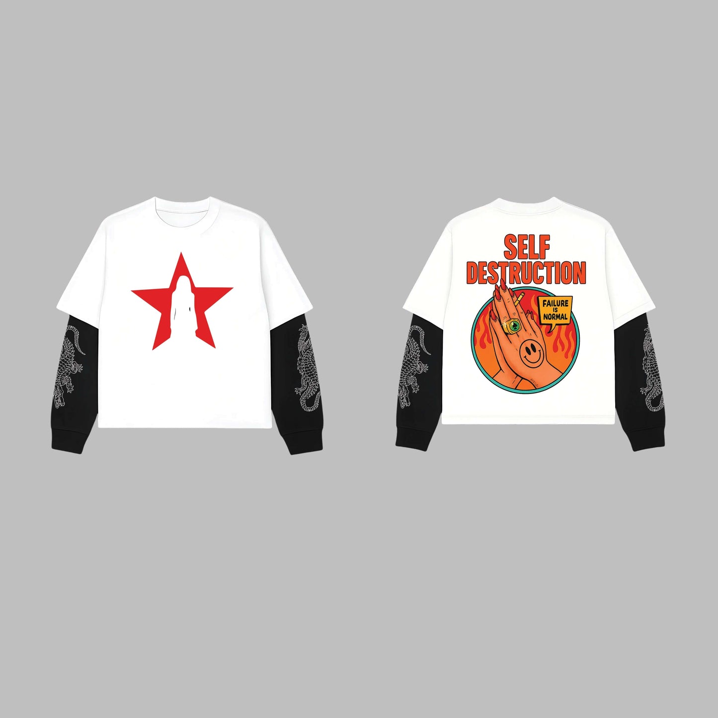 Self Destruction W&B LS Oversized Tee