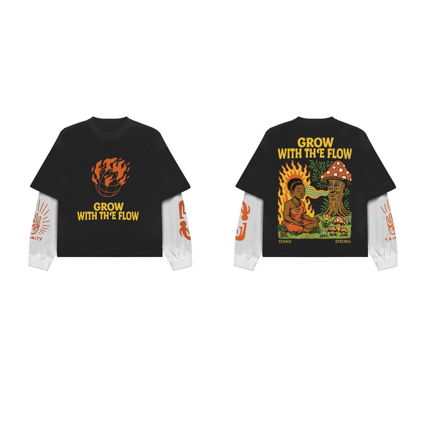 Grow with the Flow B&W LS Oversized Tee