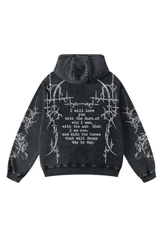 Ash And Dust Designed Oversized Hoodie