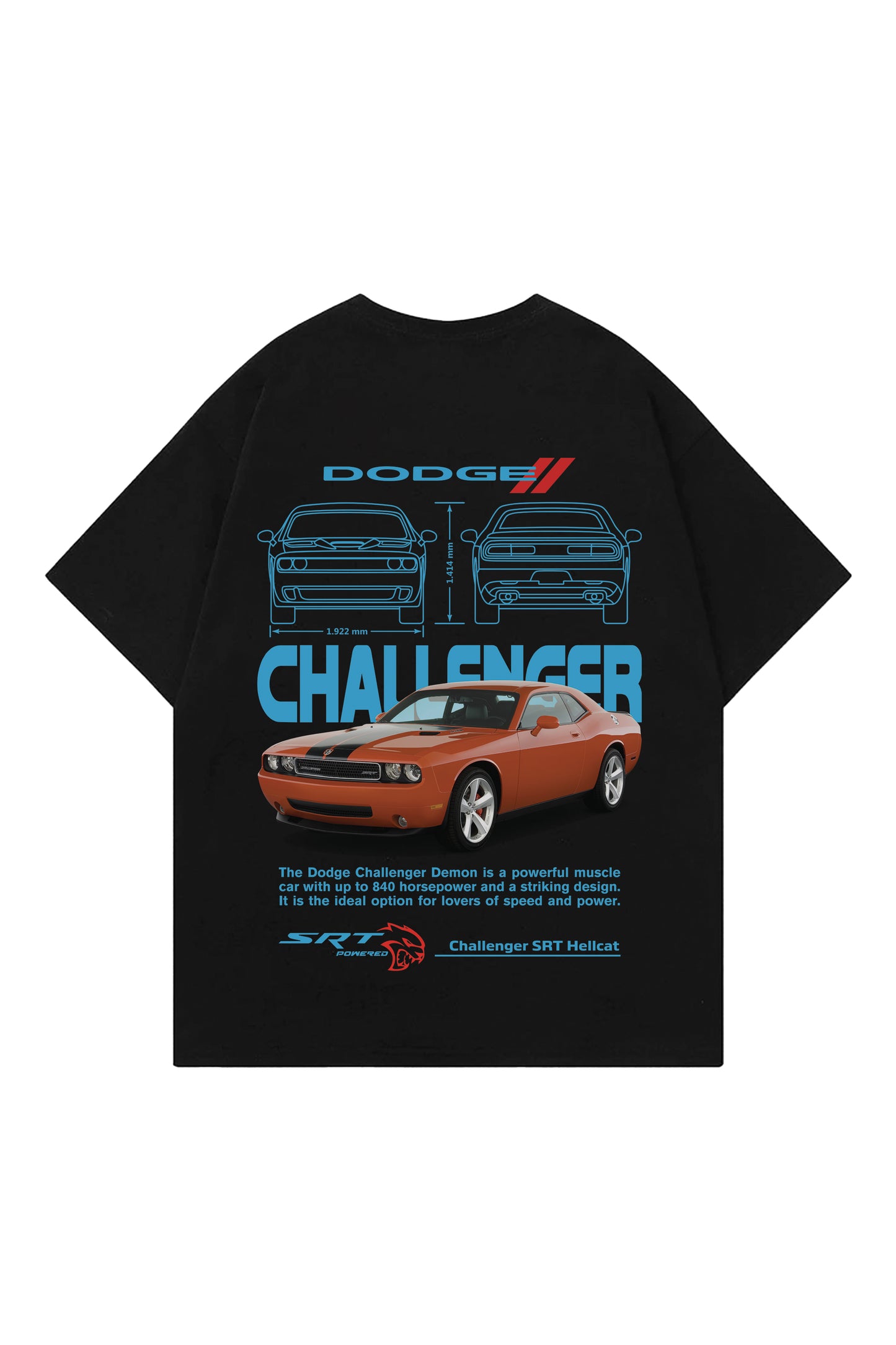 Dodge Challenger Designed Oversized T-shirt