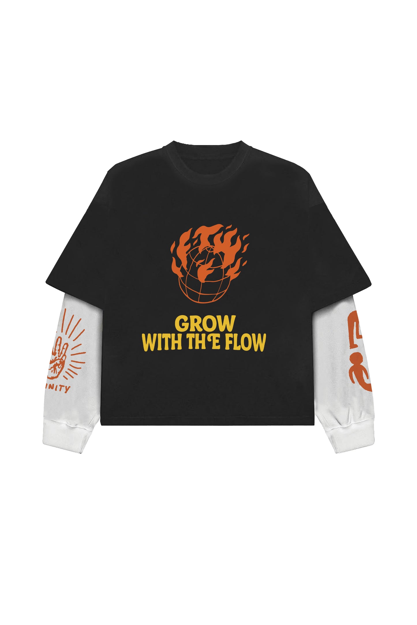Grow with the Flow B&W LS Oversized Tee